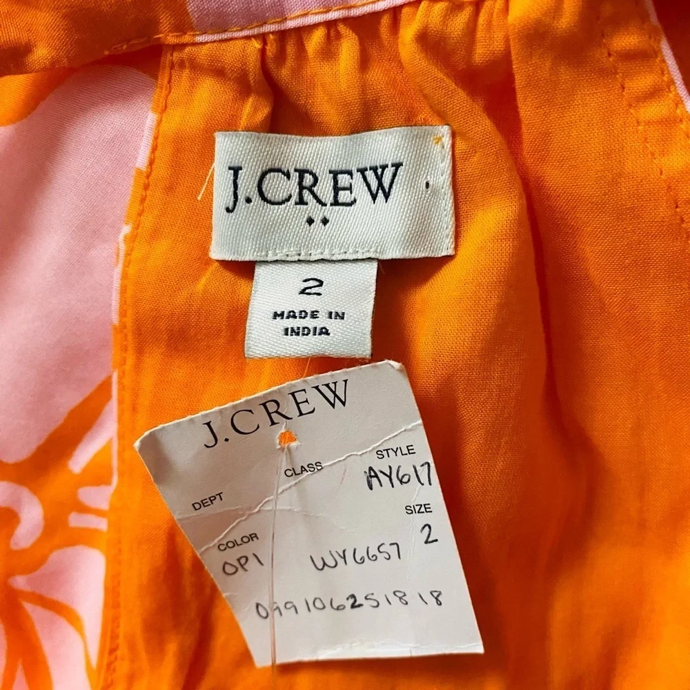 J. Crew Women Tie-neck Cotton Sleeveless Coastal Vacation Mini Shift Dress Sz  2